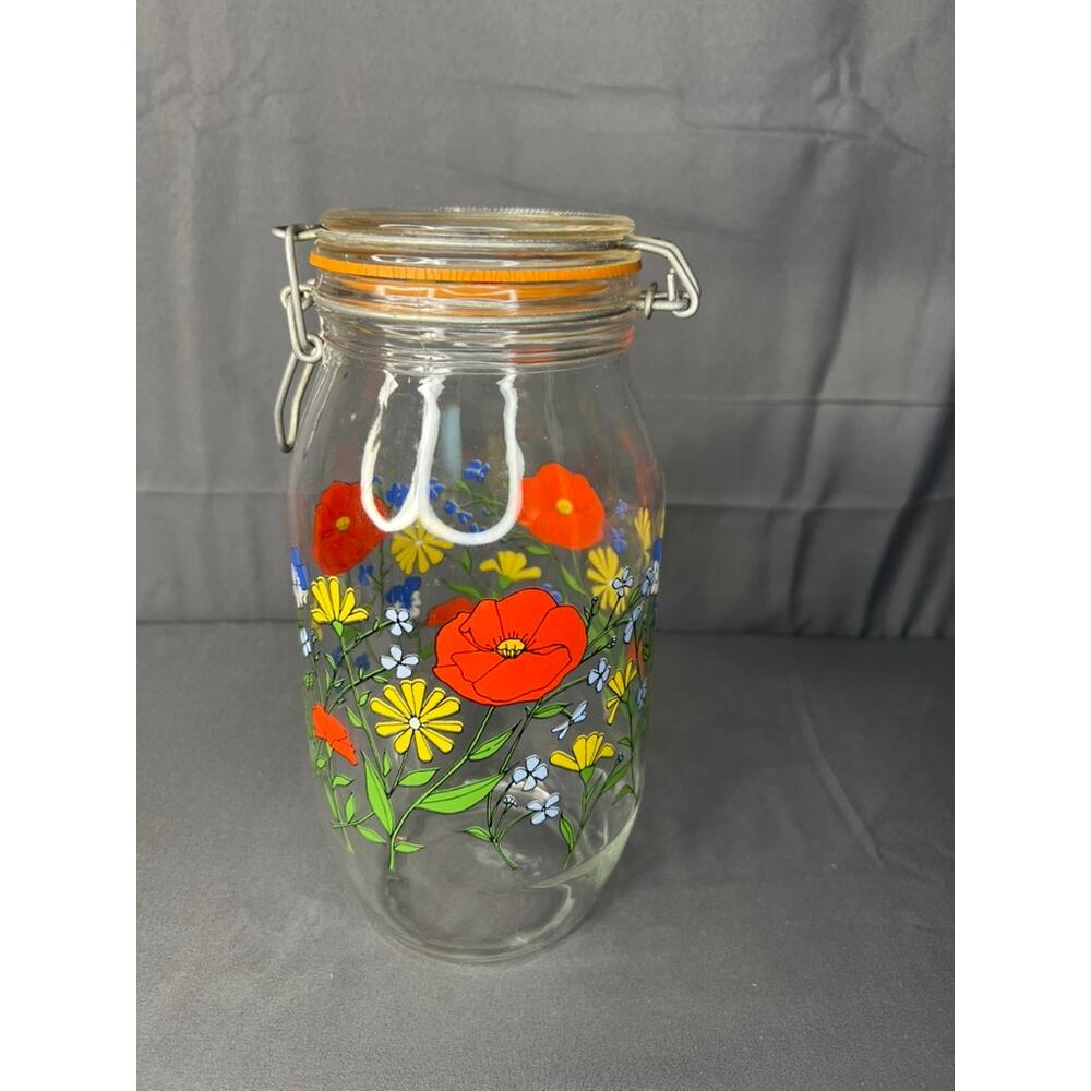 Vintage Arc Wild Poppy Canning Jar 10"